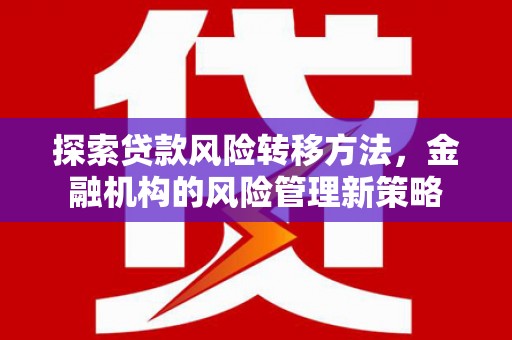 襄阳探索贷款风险转移方法，金融机构的风险管理新策略