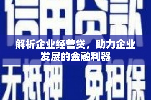 襄阳解析企业经营贷，助力企业发展的金融利器