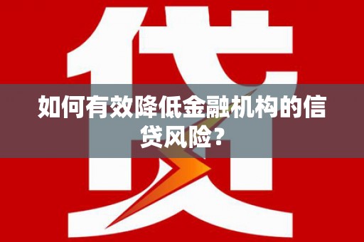 襄阳如何有效降低金融机构的信贷风险？