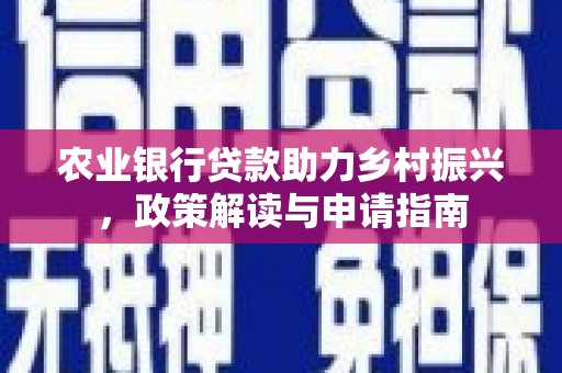 襄阳农业银行贷款助力乡村振兴，政策解读与申请指南