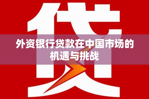 襄阳外资银行贷款在中国市场的机遇与挑战