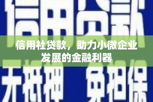 襄阳信用社贷款，助力小微企业发展的金融利器