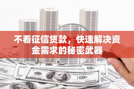 襄阳不看征信贷款，快速解决资金需求的秘密武器