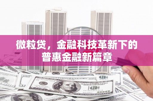 襄阳微粒贷，金融科技革新下的普惠金融新篇章