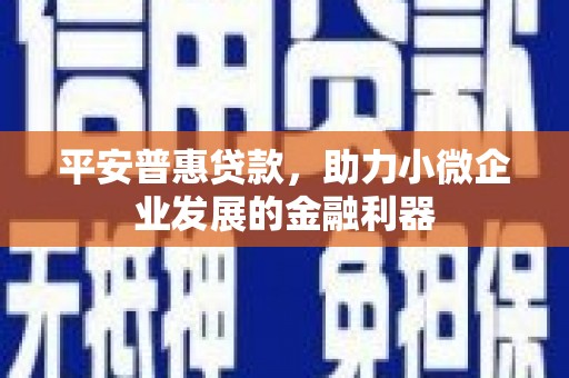 襄阳平安普惠贷款，助力小微企业发展的金融利器