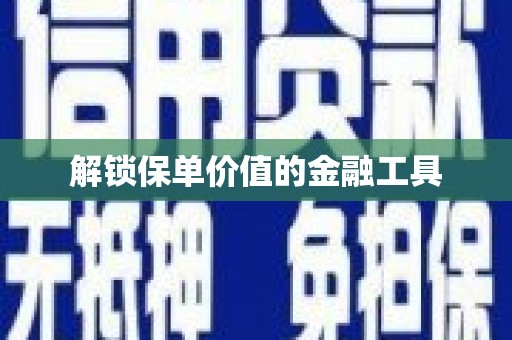 襄阳解锁保单价值的金融工具
