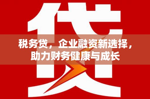 襄阳税务贷，企业融资新选择，助力财务健康与成长
